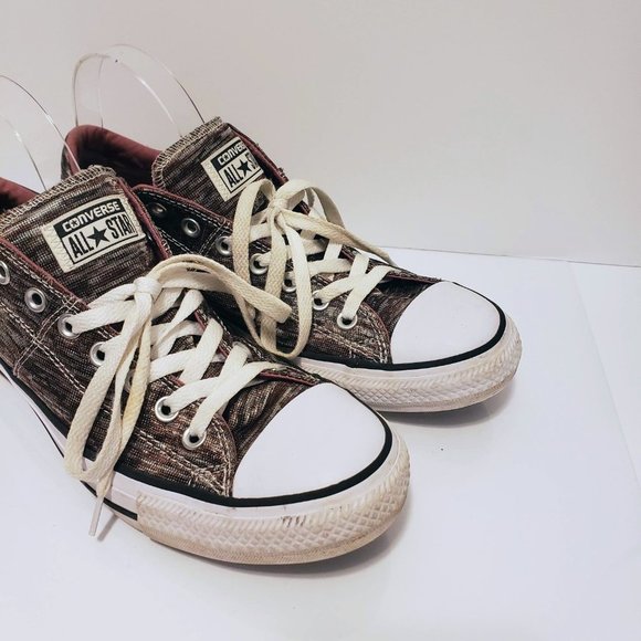 CONVERSE Women's Sneaker 11 Metallic Mixed Burgundy Silver Brownish Gray Black - Picture 5 of 13